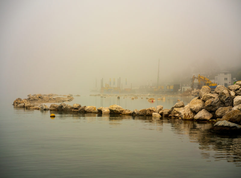 Quai de Cologny, temps de brume